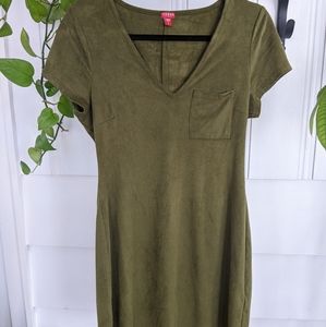 Olive green faux suede Guess t-shirt dress